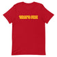 Red t shirt with that's fire text on white background